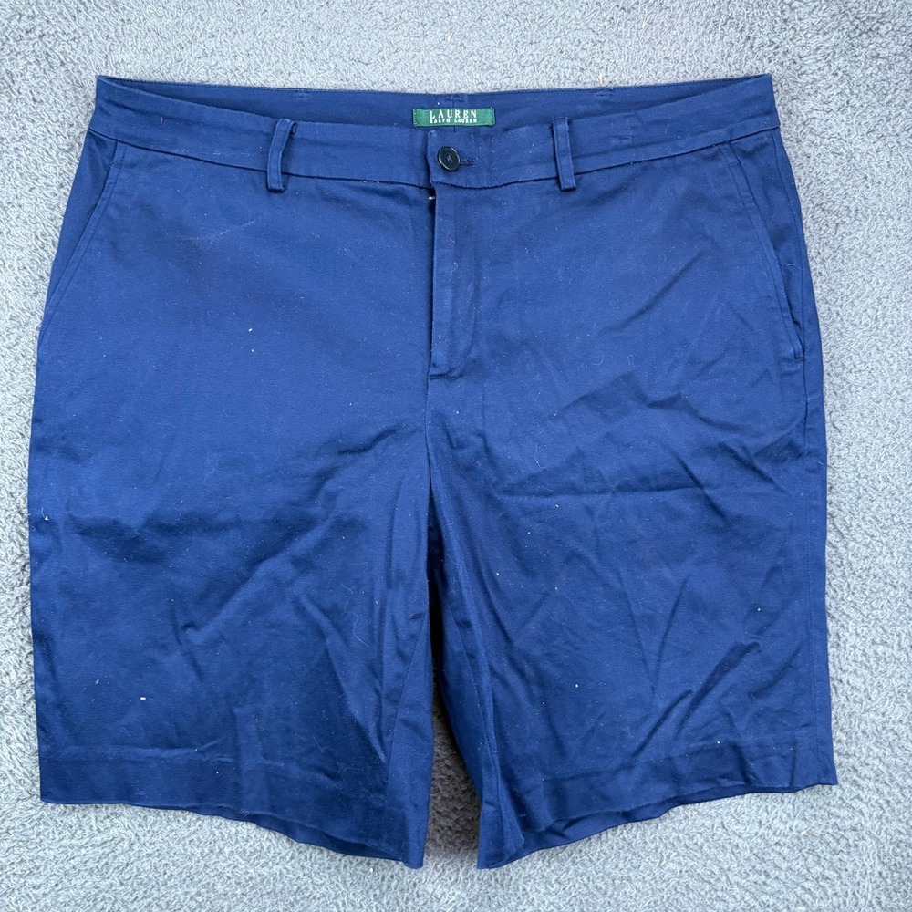 Lauren Ralph Lauren Womens Navy Blue Chino Shorts 14W Stretch Cotton Blend